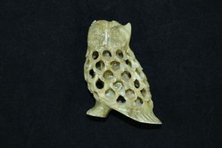 Vtg Soapstone Natural Stone Hand Carved Figurine Figure Owl Baby Inside Statue
