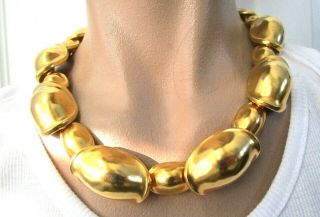 Robert Lee Morris Rlm Modernist Brushed Golden Domed Link Vintage Necklace