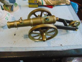 Vintage Brass Cannon,  10 1/2 " Long,  Barrel Is 6 1/2 " Long,  3 1/2 " Wide,  4 " High