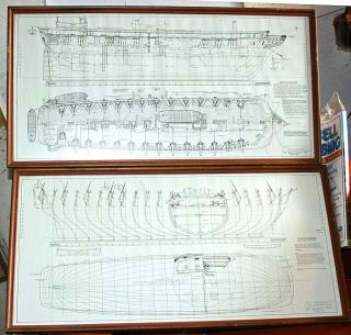 Detailed Ships Plans - Uss Savannah Sailing Ship,  Naval Frigate,  1840 - Complete
