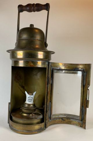 Antique Sherwoods Limited Brass Binnacle Oil Lamp Lantern Ship Maritime Nauticle