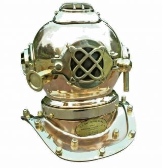 Vintage Deep Diving Miniature Helmet Us Navy Mark V Copper Finish Collectible