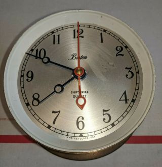 Vintage Chelsea " Boston " Shipstrike Brass Marine Clock Quartz