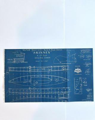 Vintage Antique 1920’s Sailboat Nautical Blueprint “skinney”