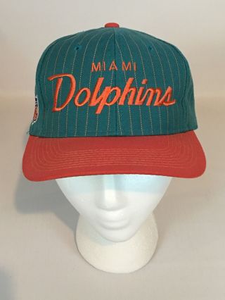 Vintage Miami Dolphins Sports Specialties Script Pinstripe Snapback Hat