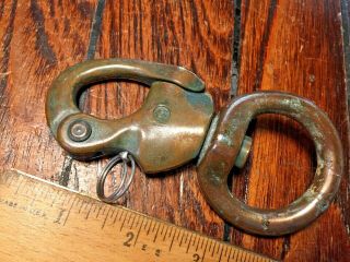 Vintage Bronze Merriman 2 Snap Shackle With Large Swivel Bail Aprox 4 3/4 "