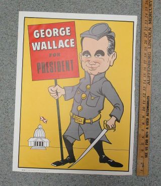 Vintage (1968) George Wallace For President (18x24) Caricature Poster Yz4902