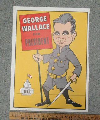 Vintage (1968) George Wallace For President (18x24) Caricature Poster yz4902 2