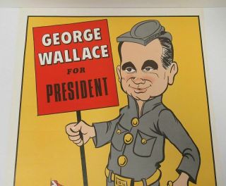 Vintage (1968) George Wallace For President (18x24) Caricature Poster yz4902 3