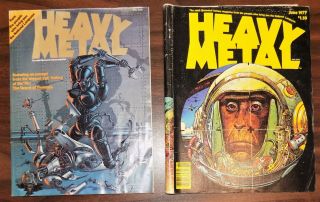 Vintage magazines: HEAVY METAL 1 3 4 7 Moebius Corben sci - fi fantasy art 1977 2
