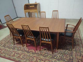 Danish Mid - Century Teak Dining Table W/8 Chairs,  Koefoeds Hornslet,