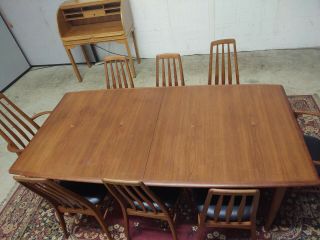 Danish Mid - century Teak Dining Table w/8 chairs,  Koefoeds Hornslet, 2