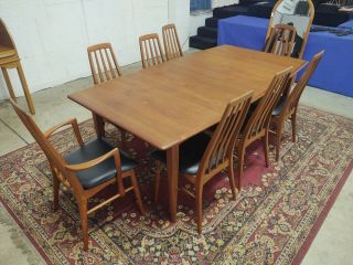 Danish Mid - century Teak Dining Table w/8 chairs,  Koefoeds Hornslet, 3
