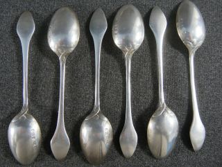 set of six Art Nouveau Birmingham Hallmarked Silver Spoons c1904 71g 2