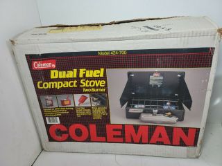 Vtg Coleman Dual Fuel Camp Stove Model 424 Made In Usa