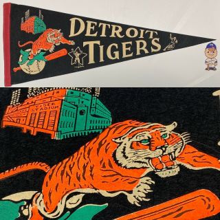 1960’s Detroit Tigers Pennant Mlb Baseball Michigan Vintage 11.  5x29