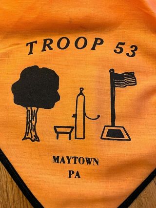 Vintage Boy Scouts Of America Troop 53 Maytown Pa Orange Navy Bsa Neckerchief 7