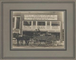 Vintage Photo Of Peoples Hardware Furniture Store W/ Wagon Horses