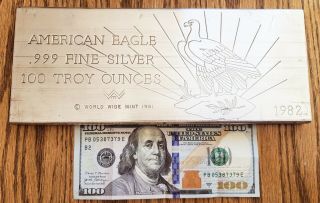 100 Oz.  Silver Bar - Rare Vintage - American Eagle - Silver - Gold - Coin Huge