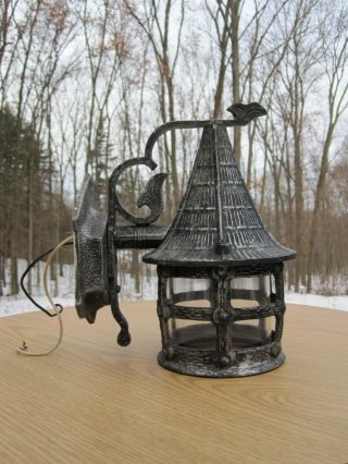 Antique / Vtg Arts & Crafts,  Gothic,  Cottage,  Porch Light With Globe