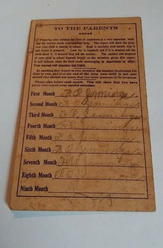 1919 Statesville,  Tennessee School Report Card TN Watertown Wilson Co. 3