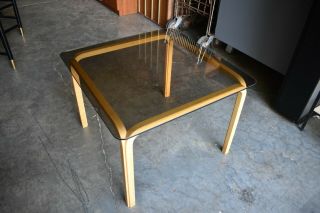 Mcm Alvar Aalto Side Coffee Table Glass Bent Wood 40 