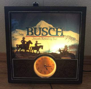 Vintage Anheuser Busch Busch Smooth Refreshing Beer Sign Clock Great