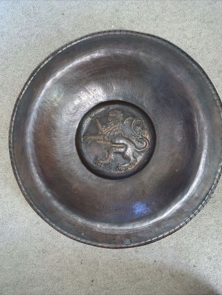 Arts & Crafts Newlyn School Ware Copper Charger Or Bowl Marked For Hugh Wallis