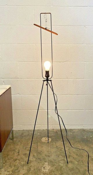Noguchi Vtg Mid Century Modern Metal Tripod Akari Floor Table Lamp Old
