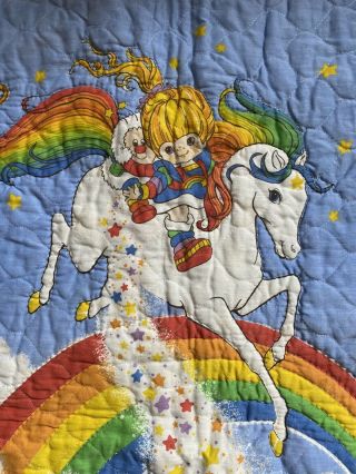 Vintage Rainbow Brite Baby Blanket Quilt Throw Handmade Bedding Wall Decor
