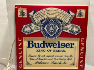 Anheuser Busch A&e Lighted Budweiser Beer Vintage Hanging Large Sign 17 " X16 "