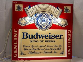 Anheuser Busch A&E Lighted Budweiser Beer Vintage Hanging Large Sign 17 