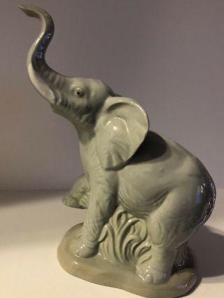 Vintage Porcelain Elephant Figurine From Spain 7” Tall X 7”