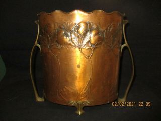 Art Nouveau Carl Deffner Jugendstil Esslingen Copper Wine Bucket Basket Rare