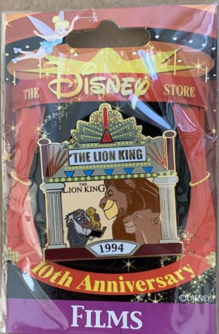 Disney Pin Japan Jds Lion King Films 10th Anniversary Le Marquee Movie Simba