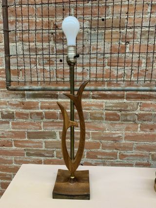 Vintage Mid Century Modern Teak Brass Table Lamp