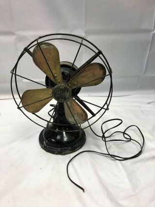 Vintage Steampunk Diehl 4 Blade 12 " Oscillating Fan For Restoration Or Parts