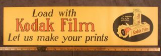 Vintage 1939 " Load With Kodak Film " Paper Sign Proof For A Film Cabinet