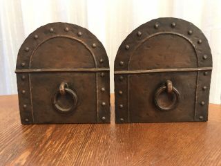 Hand Hammered Arts And Crafts Copper Bookends
