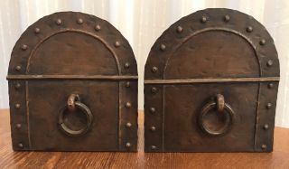Hand Hammered Arts and Crafts Copper Bookends 2