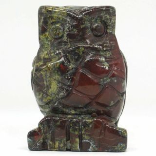 Owl Figurine 2 " Natural Stone Dragon Bloodstone Crystal Healing Reiki Home Decor