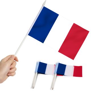 Anley France Mini Flag 12 Pack - Hand Held Small Miniature French Flags On Stick