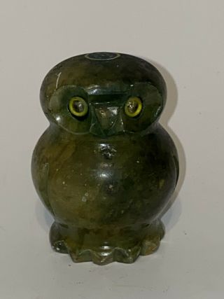 Vintage Made In Italy Hand Carved Alabaster Italian Marble Stone Owl Paperweight