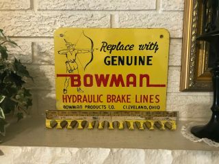 Vintage Bowman Hydraulic Brake Lines Sign Display Rack Automotive Advertising
