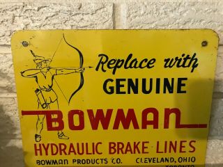 VINTAGE BOWMAN HYDRAULIC BRAKE LINES SIGN DISPLAY RACK AUTOMOTIVE ADVERTISING 2