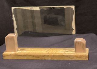 Vintage French Art Deco Marble Base Glass Picture Photo Frame Desk Top