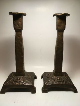 Arts And Crafts Brass Candlesticks,  1911 Advertising Premiums