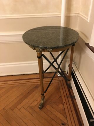 Round Marble End Table With Brass Legs