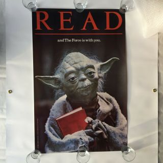 Star Wars Yoda Poster Read & The Force Is With You 1983 American Library Vintage