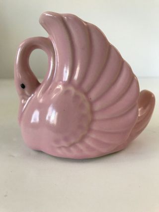 Vintage Pink Pottery Swan Planter 1940s - 50s Small 4 1/2”